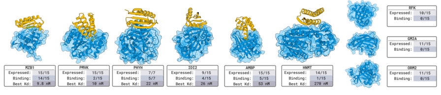 Figure 3: protein binders against novel targets